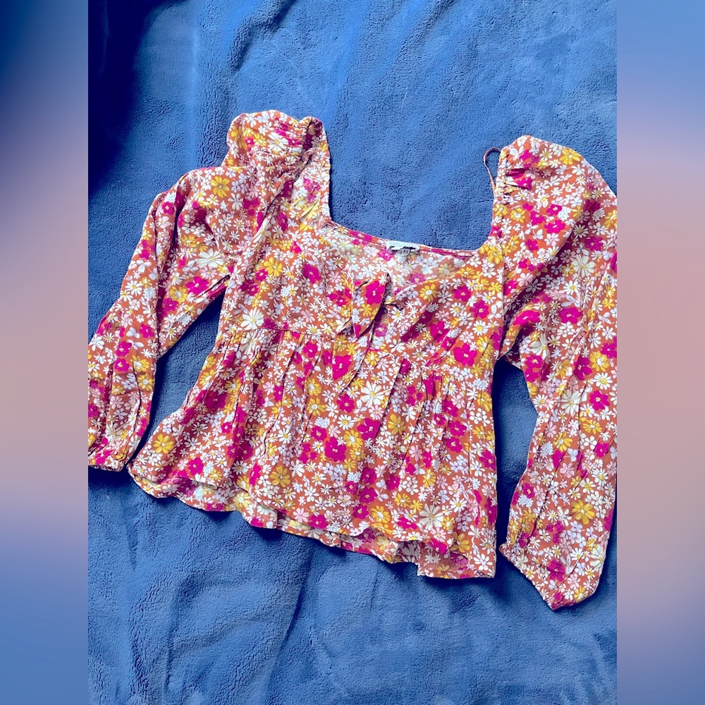 womens Patrons of peace floral long sleeve top